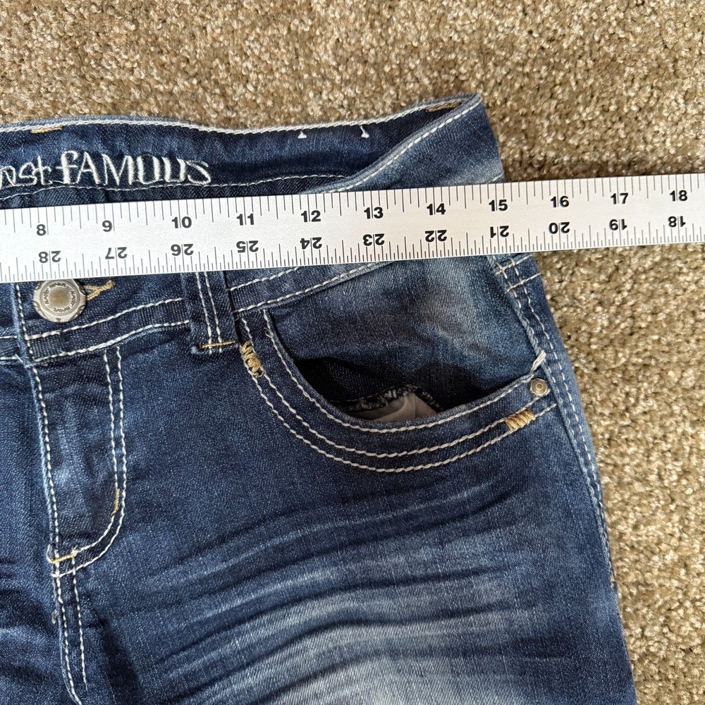 Almost Famous Skinny Jeans Distressed Low Rise Women 9 Blue Denim Cotton Stretch - Picture 7 of 13
